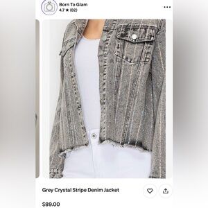 Veveret Grey Denim Rhinestone Jacket
